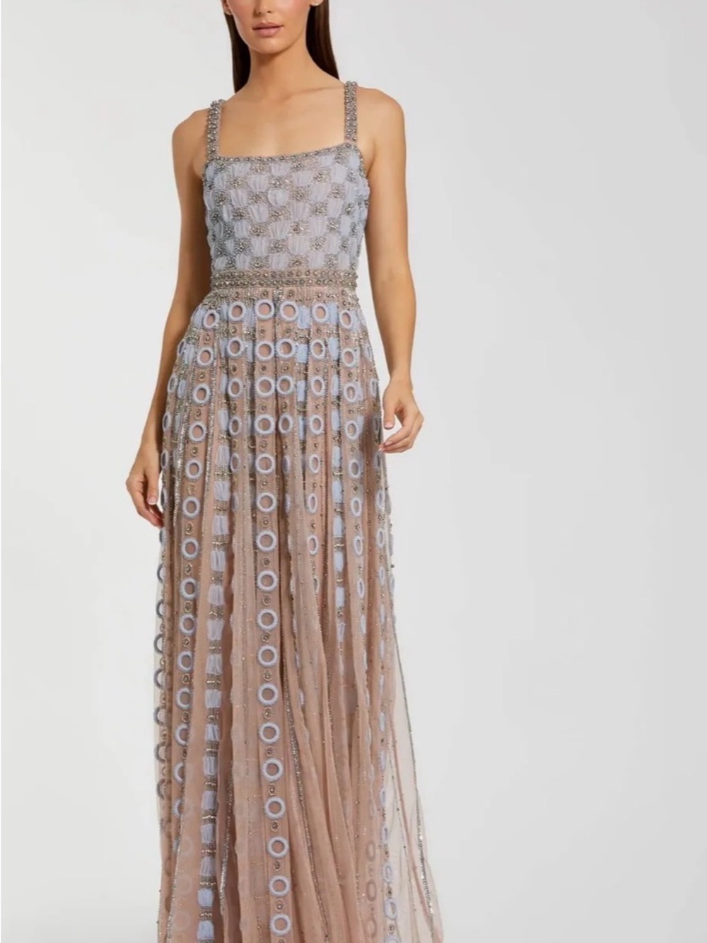 Light Blue Sleeveless Embellished A-line Gown by Mac Duggal Collection 12